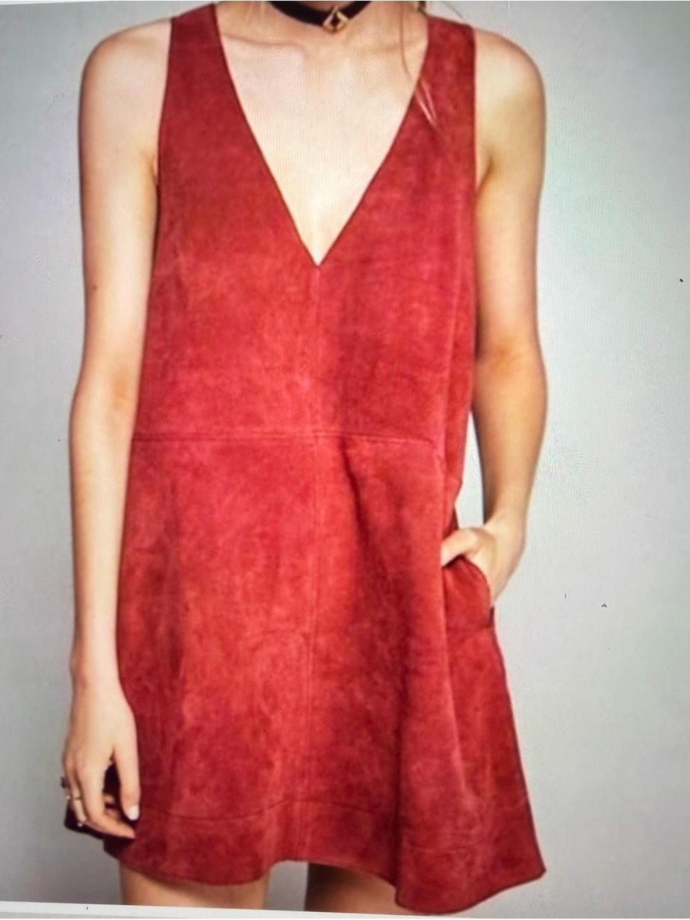 Free People Retro Love Suede Dress- Burgundy
